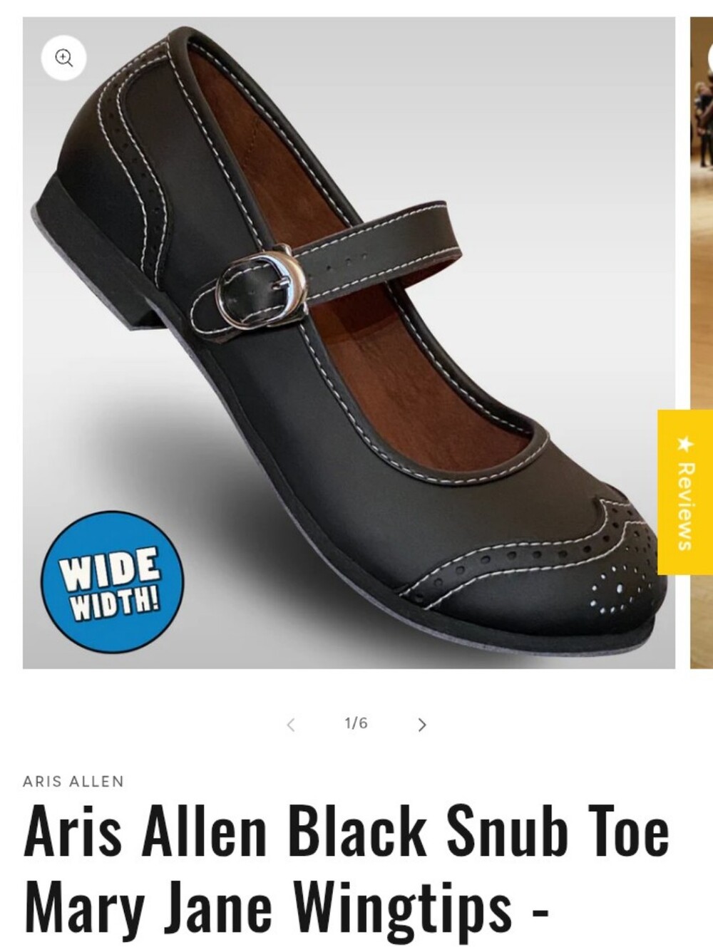 EUC Aris Allen Black Snub Toe Mary Jane Wingtip Swing Dance Shoes US6 Wide